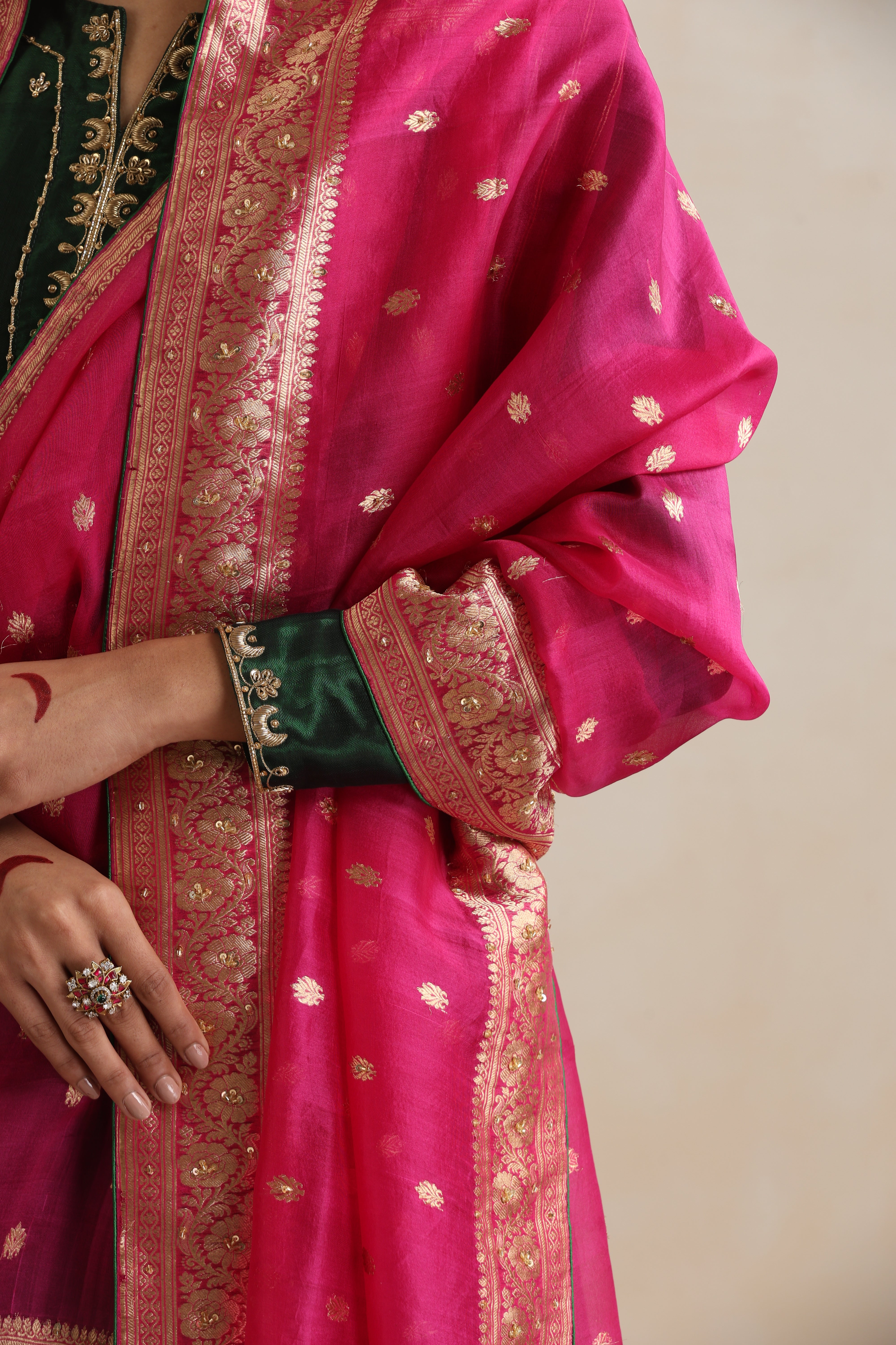 Aakanksha with Organza embroidered dupatta