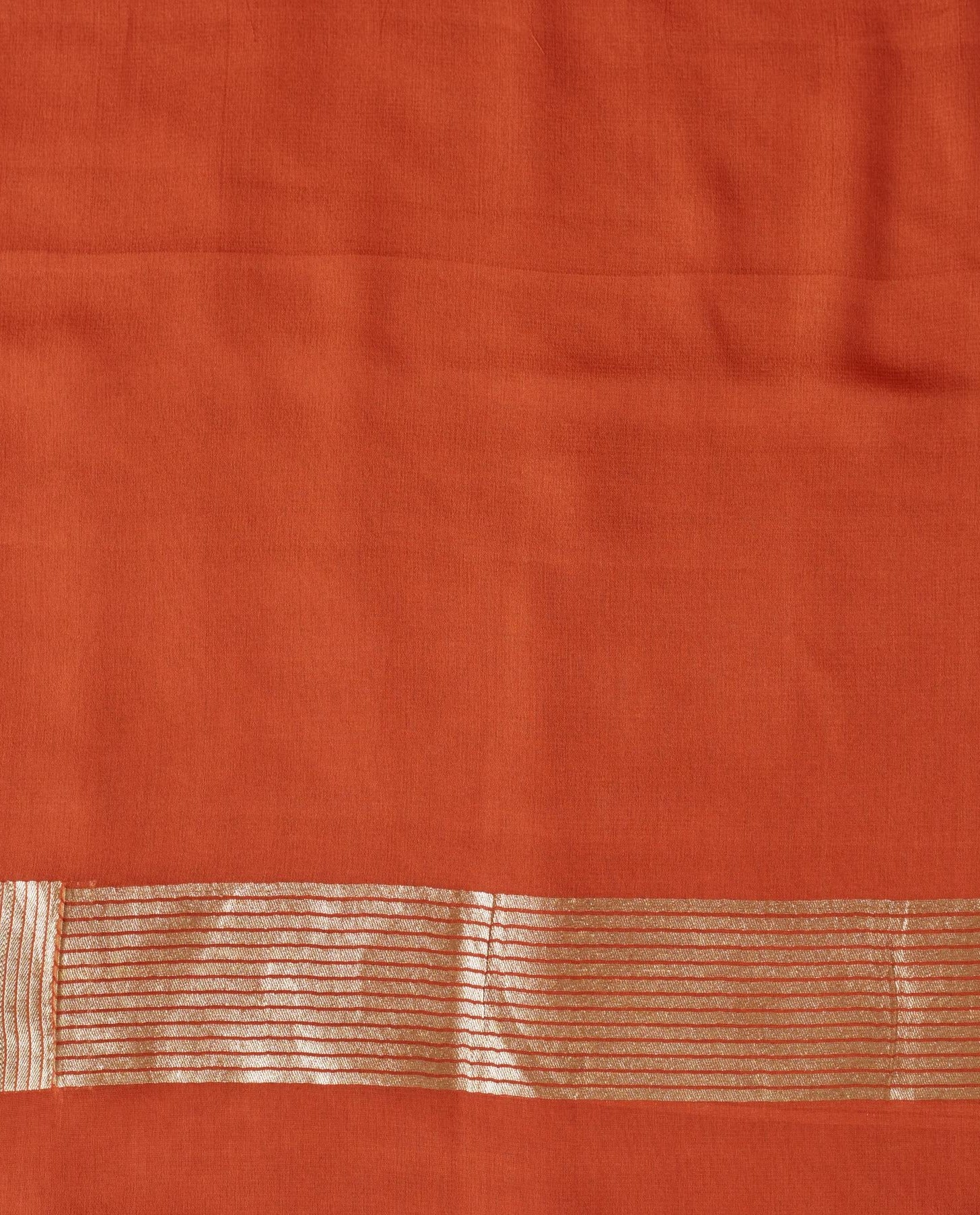Rust Orange Handwoven Pure Georgette Sari