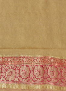 Ivory Handwoven Pure Georgette Sari