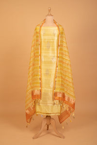 Handwoven Yellow Raw Silk Suit Set with Dupatta