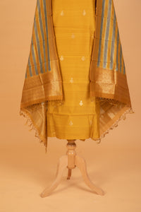 Handwoven Mustard Chanderi Suit Set with Dupatta