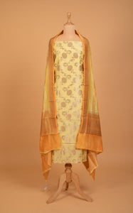 Handwoven Yellow Chanderi Suit Set with Dupatta