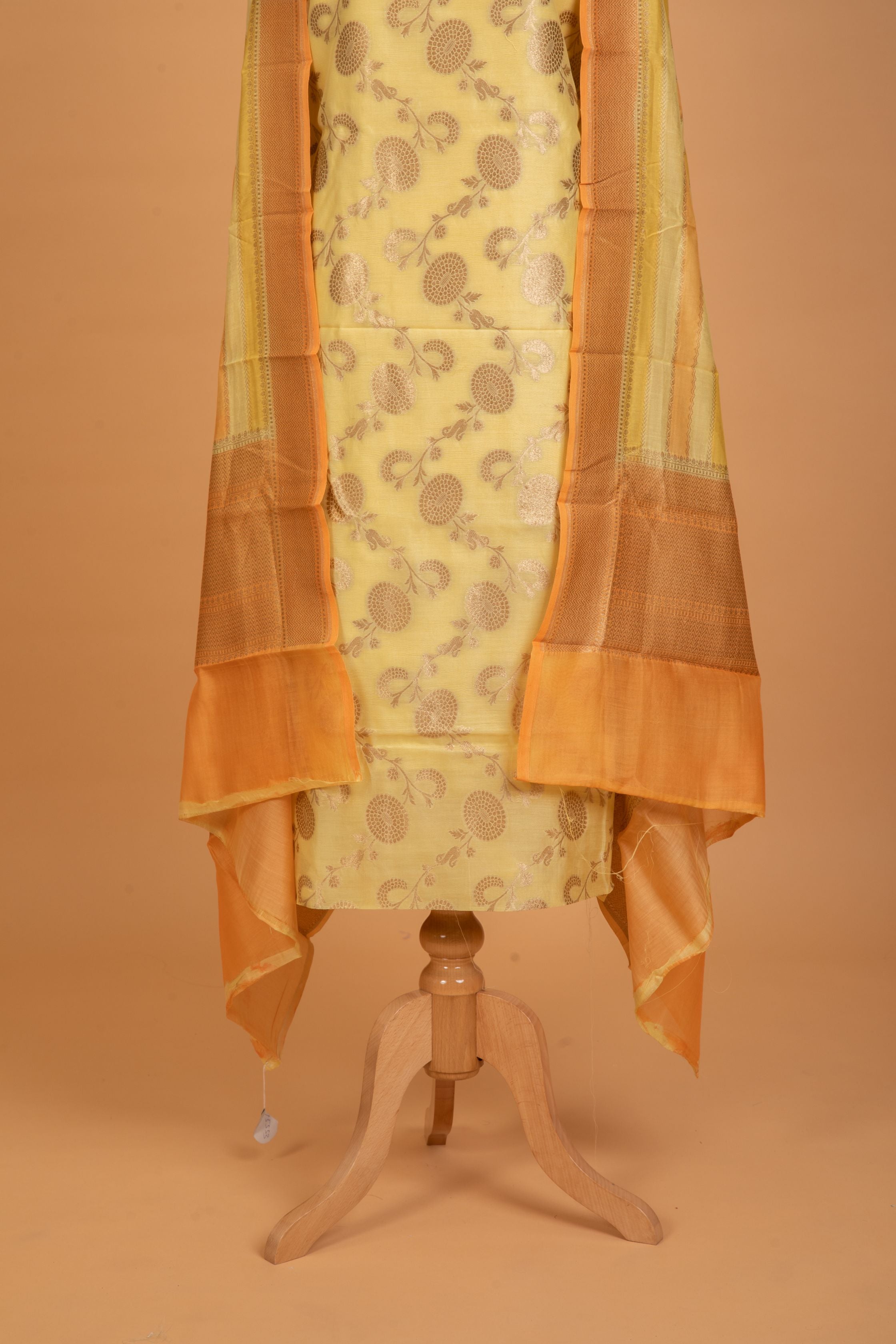 Handwoven Yellow Chanderi Suit Set with Dupatta