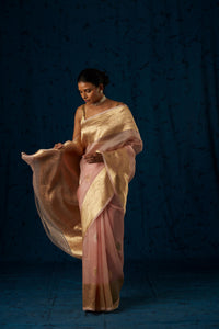 Pre-order : Pink Handwoven Pure Organza Sari