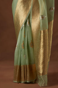 Green Handwoven Pure Organza Sari