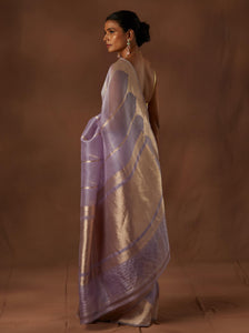 Lilac Handwoven Pure Organza Sari