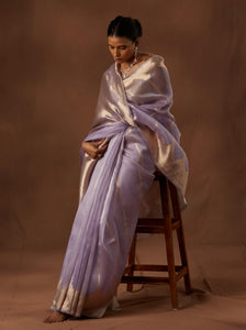 Lilac Handwoven Pure Organza Sari