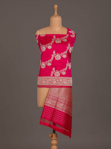 Handwoven Pink Silk Jaal Dupatta