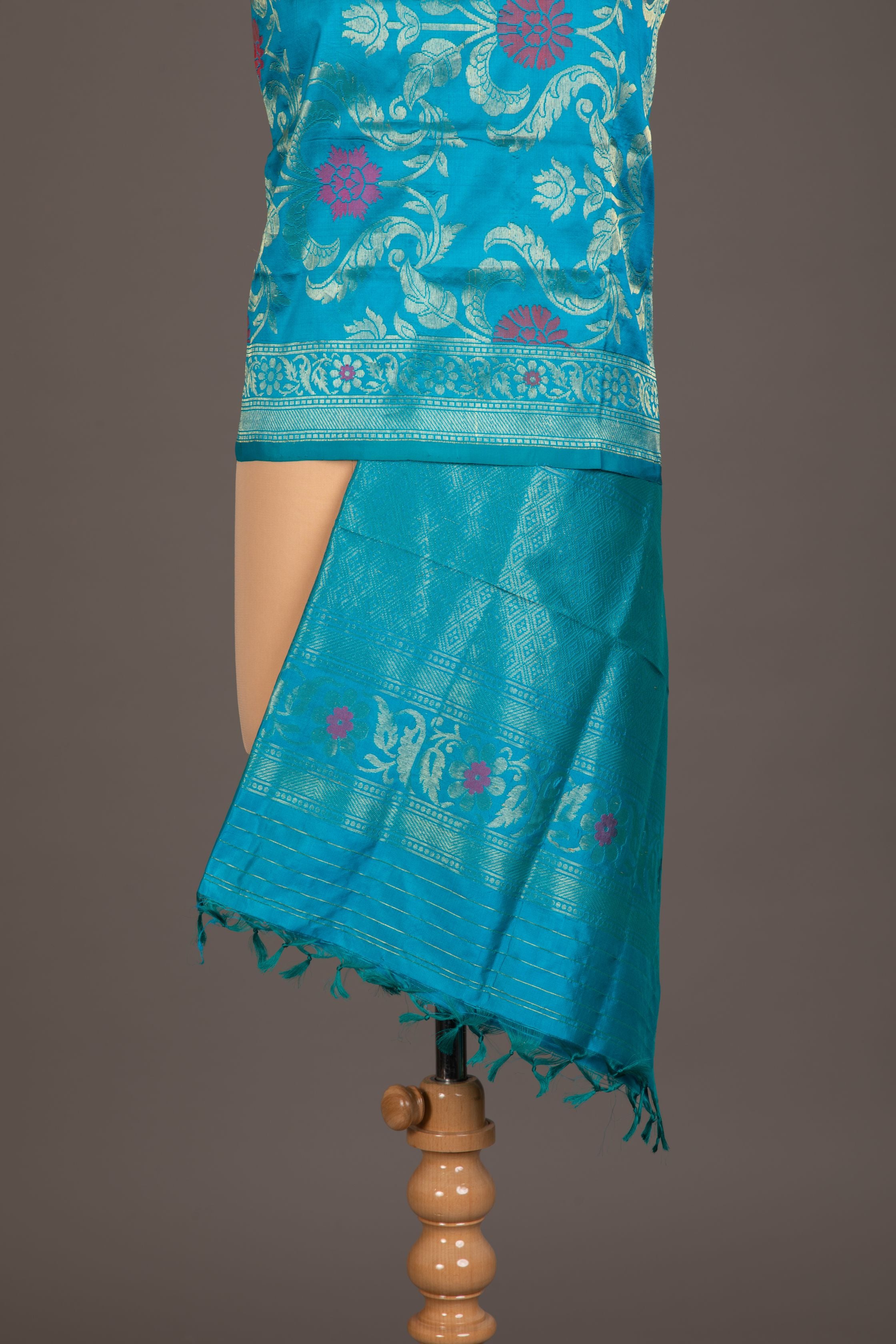 Handwoven Blue Silk Jaal Dupatta