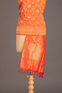 Handwoven Orange Silk Jaal Dupatta