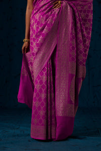 Pink Handwoven Pure Georgette Sari