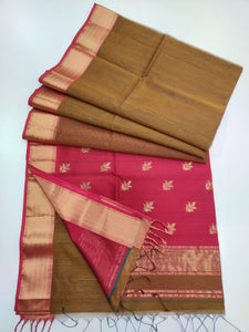 Handloom Silk Cotton Maheshwari Saree with Ganga Jamuna Border